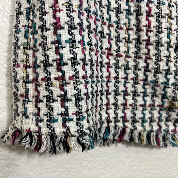 Leyden Tweed Mini Skirt With Fringe White and Black School Girl Academia Size L - Picture 9 of 15